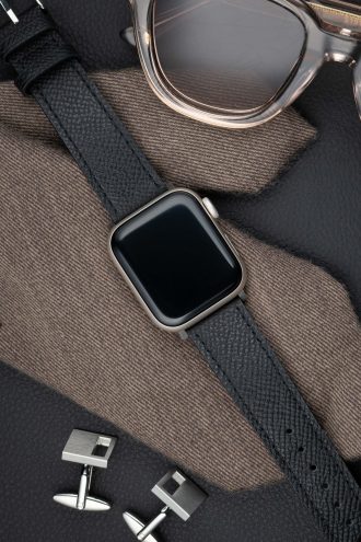 apple watch band - black - leather strap - watch strap - epsom leather