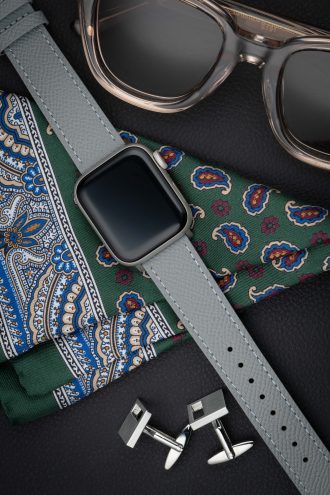 apple watch band - grey - leather strap - watch strap - epsom leather